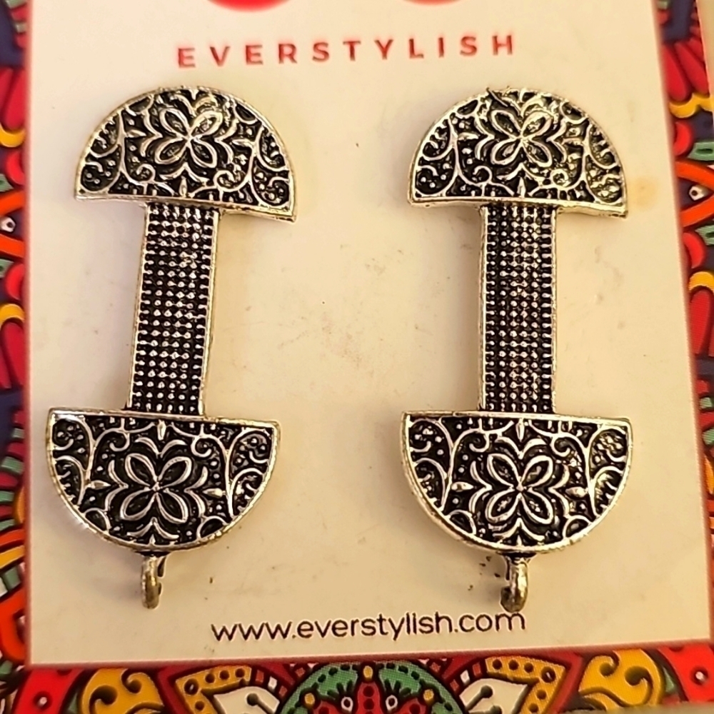 Vintage Silver & Marcasite Dangle Pierced Earrings